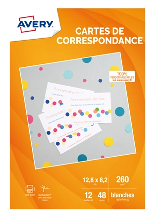 Een avery cartes de correspondance jet d'encre 128x82 mm koop je bij NiceSupplies.nl