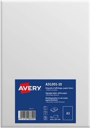 Een avery universele etiketten 420x297mm wit koop je bij NiceSupplies.nl