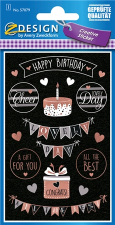 Een avery zweckform zdesign sticker happy birthday koop je bij NiceSupplies.nl