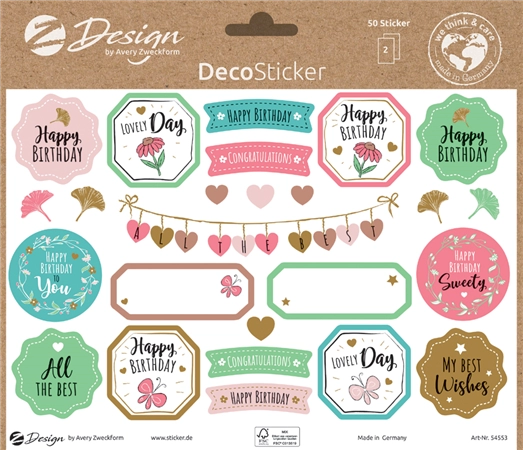 Een avery zweckform zdesign trend sticker deko happy birthday koop je bij NiceSupplies.nl