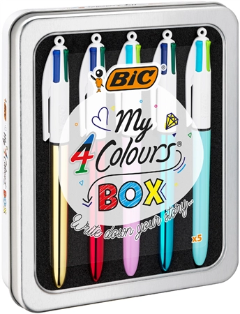 Een bic balpen 4 colours kollektion 5stuks blik koop je bij NiceSupplies.nl