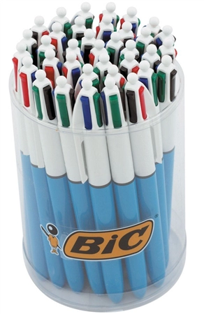 Een bic balpen met drukknop 4colours original in toonbankdisplay koop je bij NiceSupplies.nl