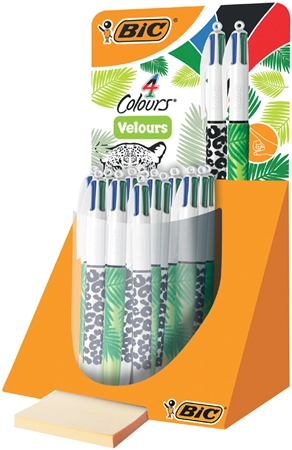 Een bic balpen met drukknop 4colours velours toonbankdisplay koop je bij NiceSupplies.nl