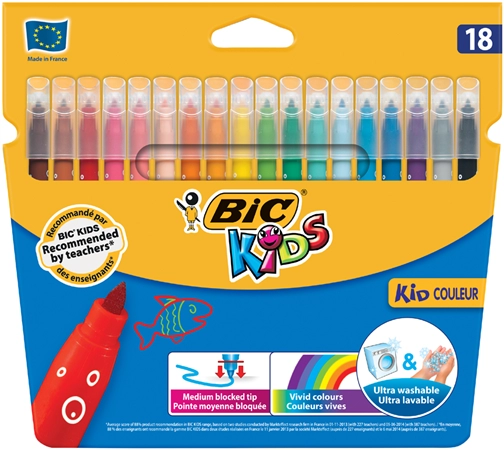 Een bic kids viltstiften kid kleur medium 18 stuks etui koop je bij NiceSupplies.nl