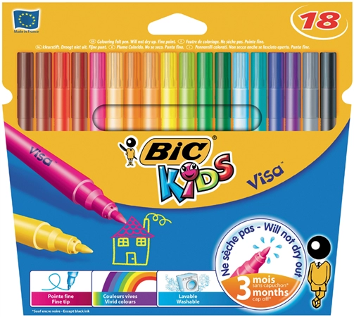 Een bic kids viltstiften visa 18 stuks etui koop je bij NiceSupplies.nl