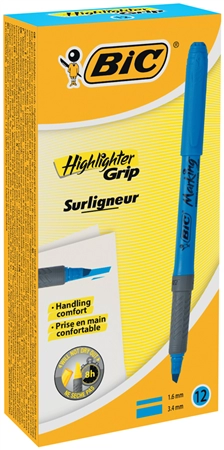 Een bic markeerstift brite liner grip beitelpunt blauw koop je bij NiceSupplies.nl