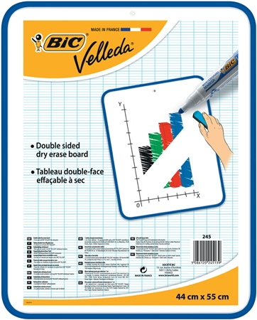 Een bic whiteboard velleda 2 zijden afmetingen 440x550mm koop je bij NiceSupplies.nl