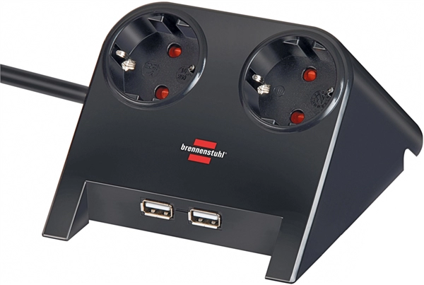 Een brennenstoel tafel contactdoos desktop-power 2-vak 2xusb koop je bij NiceSupplies.nl