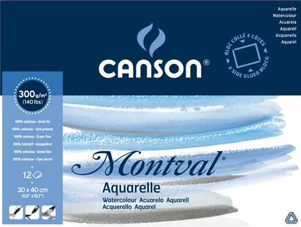 Een canson aquarelblok montval rondom gelijmd 240x320mm koop je bij NiceSupplies.nl