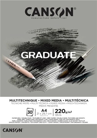 Een canson schetsblok graduate mixed media grijs din a3 koop je bij NiceSupplies.nl