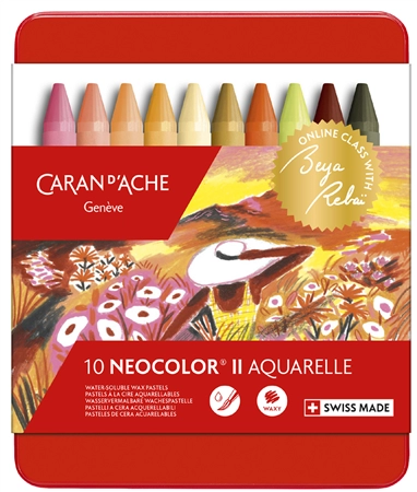 Een caran d'ache aquarel-waskrijt neocolor ii 10 stuks etui koop je bij NiceSupplies.nl