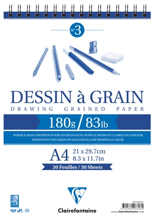 Een clairefontaine tekenpapier-spiraalblok 'à grain' din a3 koop je bij NiceSupplies.nl