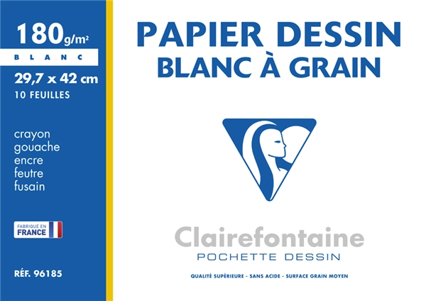 Een clairefontaine tekenpapier wit grain 297x420mm koop je bij NiceSupplies.nl