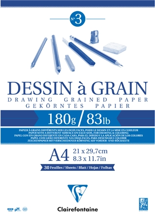 Een clairefontaine tekenpapierblok 'à grain' din a3 koop je bij NiceSupplies.nl