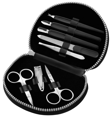 Een clauss manicure-set in kunstlederen etui 8-delig zwart koop je bij NiceSupplies.nl