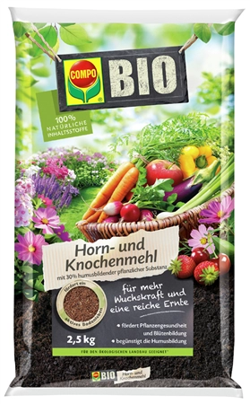 Een compo bio naturmeststof horn-en knochenmehl 2-5 kg koop je bij NiceSupplies.nl