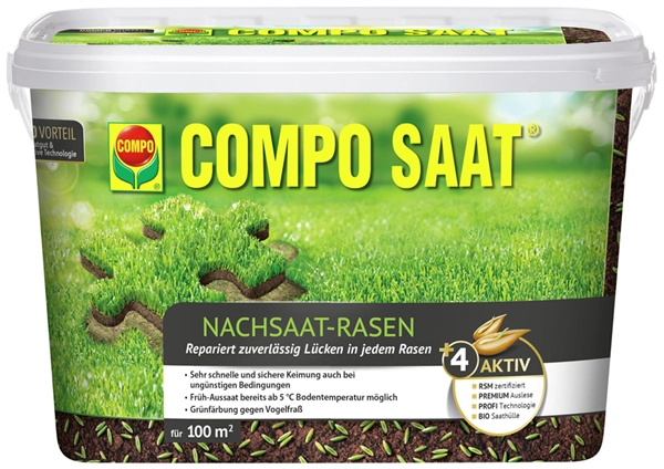 Een compo zaad nachsaat-rasen 2 kg emmer voor 100m2 koop je bij NiceSupplies.nl