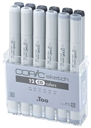 Een copic marker sketch 12 stuks set grijstöne cg koop je bij NiceSupplies.nl