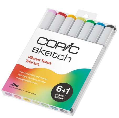 Een copic marker sketch 6+1 set 'vibrant tones trial' koop je bij NiceSupplies.nl