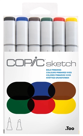 Een copic marker sketch 6 stuks set bold primaries koop je bij NiceSupplies.nl