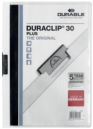 Een durable präsentations-klemmhefter duraclip 30 plus a4 wit koop je bij NiceSupplies.nl