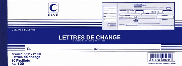 Een elve carnet souche letters de change 102x270mm koop je bij NiceSupplies.nl