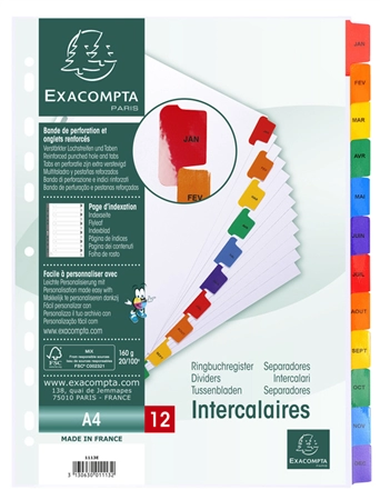 Een exacompta intercalaires mensuels janvier-décembre a4 koop je bij NiceSupplies.nl