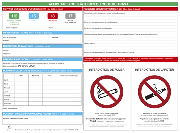 Een exacompta panneau affichage obligatoire 570x420 mm koop je bij NiceSupplies.nl
