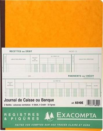 Een exacompta piqûre journal de caisse ou banque 320x195mm koop je bij NiceSupplies.nl