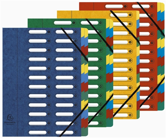 Een exacompta sorteermap harmonika karton 6 vakken gekleurd koop je bij NiceSupplies.nl