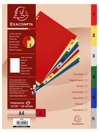 Een exacompta tabbladen kunststof cijfer din a4 12-delig koop je bij NiceSupplies.nl