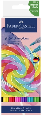 Een faber-castell aquarelmarker goldfaber 6 stuks etui candy shop koop je bij NiceSupplies.nl