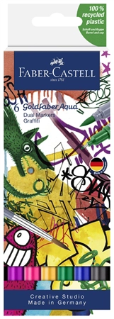 Een faber-castell aquarelmarker goldfaber 6 stuks etui graffiti koop je bij NiceSupplies.nl