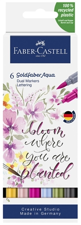 Een faber-castell aquarelmarker goldfaber 6 stuks etui lettering koop je bij NiceSupplies.nl