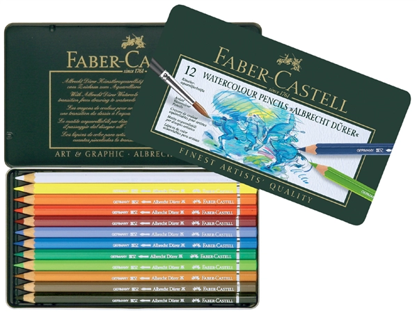 Een faber-castell aquarelstiften albrecht durer 12 stuks metalen doos koop je bij NiceSupplies.nl