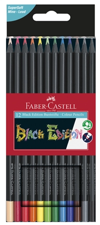 Een faber-castell driehoekig kleurpotlood blak edition 12 stuks etui koop je bij NiceSupplies.nl