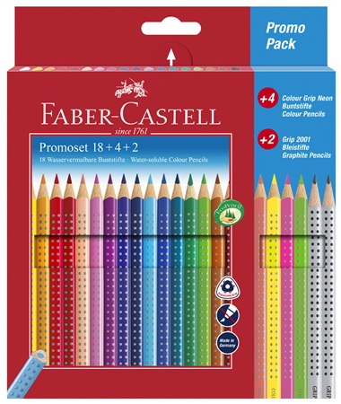 Een faber-castell driehoekig-kleurpotlood colour grip promoetui koop je bij NiceSupplies.nl