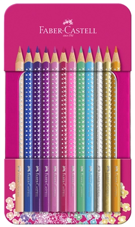 Een faber-castell driehoekig kleurpotlood grip sparkle 12 stuks etui koop je bij NiceSupplies.nl