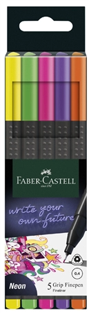 Een faber-castell fineliner grip finepen neon 5stuks etui koop je bij NiceSupplies.nl