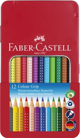 Een faber-castell kleurpotloden colour grip 36 stuks metalen doos koop je bij NiceSupplies.nl