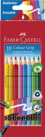 Een faber-castell kleurpotloden colour grip radeerbaar 10 stuks etui koop je bij NiceSupplies.nl