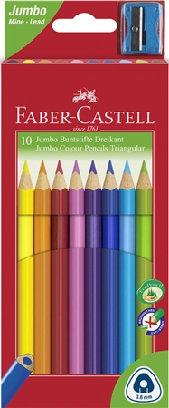 Een faber-castell kleurpotloden jumbo driehoekig 10 stuks etui koop je bij NiceSupplies.nl