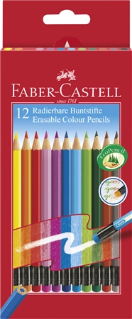 Een faber-castell kleurpotloden radeerbaar 12 stuks etui koop je bij NiceSupplies.nl