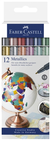 Een faber-castell metallics marker 12 stuks kartonnen etui koop je bij NiceSupplies.nl