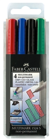 Een faber-castell non-permanent-marker multimark f 4 stuks etui koop je bij NiceSupplies.nl