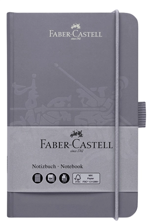 Een faber-castell notitieboek din a6 geruit grijs koop je bij NiceSupplies.nl