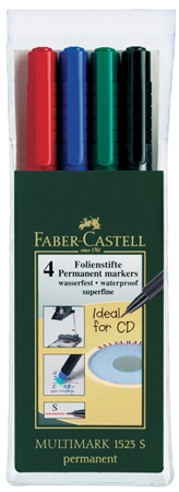 Een faber-castell permanent-marker multimark f 4 stuks etui koop je bij NiceSupplies.nl