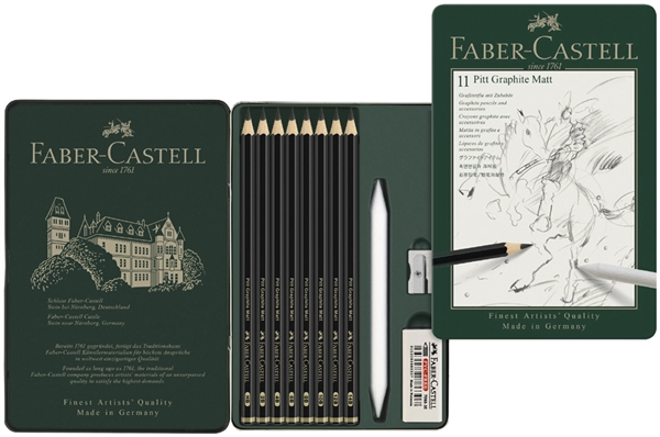 Een faber-castell pitt grafiete mat set 11-deliges etui koop je bij NiceSupplies.nl