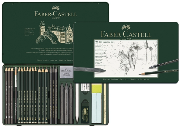 Een faber-castell pitt grafiete set groot 26-deliges etui koop je bij NiceSupplies.nl