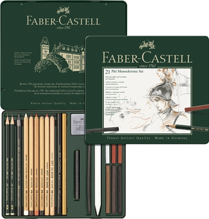 Een faber-castell pitt monochrome set medium 21-delige etui koop je bij NiceSupplies.nl